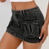 Saonta  Women's Low Waist Mini Saonta  Skirt Y2K, High-Stretch Bodycon Button Denim Skirt with Pockets