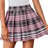 Saonta  Womens Pleated Skirt School Uniform Skirt Mini Skirt Pleated Cheer Skirt