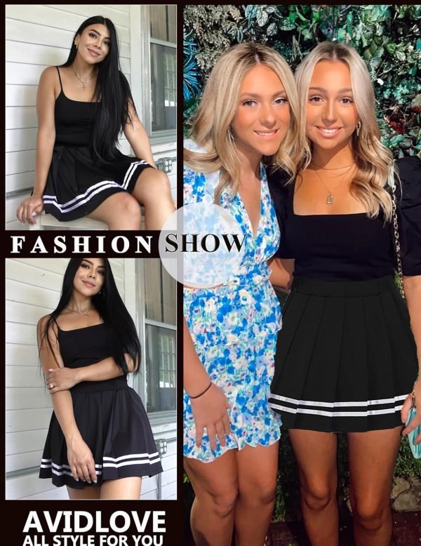 Saonta  Womens Pleated Skirt School Uniform Skirt Mini Skirt Pleated Cheer Skirt