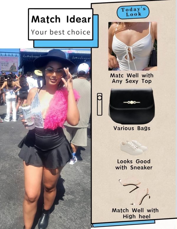 Saonta  Mini Skirt for Women Sexy Solid Ruffle Trim Lingerie Skirt Short High Waist Two Layer Hem Skirt