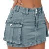 Low Waist Saonta  Skirt Women Button Mini Saonta  Denim Skirt with Pocket Mini Skirt
