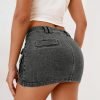 Saonta  Women's Low Waist Mini Saonta  Skirt Y2K, High-Stretch Bodycon Button Denim Skirt with Pockets