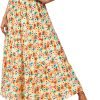 Saonta  Womens 2024 Spring Summer High Waist Boho Floral Maxi Skirt Casual Flowy Swing Pleated A Line Beach Long Skirts
