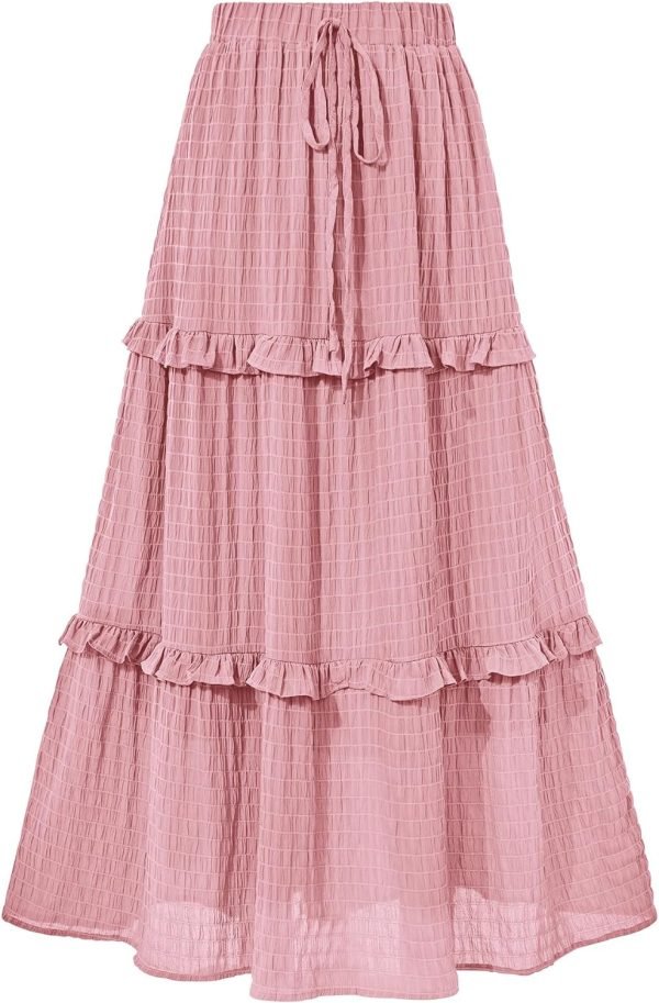 Saonta  Women's Long Summer Skirt 2024 Elegant High Waist Cocktail Party Wedding Guest Dress Flared A-Line Midi Skirts