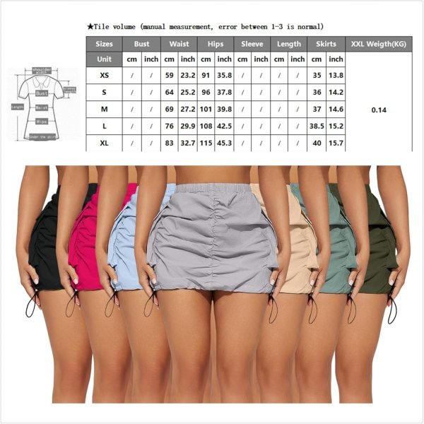 Womens Saonta  Skirt Y2k High Waisted Pencil Mini Skirts for Women Sexy Trendy Short Side Drawstring Ruched Bodycon Cute Skirts
