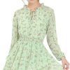 Saonta  K Women's Ruffled Floral Smocked Waist Layered Tiered Chiffon Dress