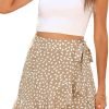Saonta  Women's Summer Wrap Floral High Waist Ruffle Short Mini Skirts