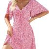 Saonta  Womens Dresses 2024 Spring Summer Deep V Neck Elegant Bow tie Mini Dress S-XL