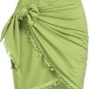 Saonta  Slit Skirt for Women Boho Print Tie Side Wrap Tassel Casual Beach Mini Skirt