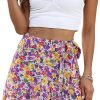Saonta  Women's Summer Wrap Floral High Waist Ruffle Short Mini Skirts