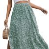Saonta  Women's Casual High Waist Floral Print Skirt Split Thigh A Line Maxi Skirts