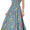 Saonta  Women's 2024 Summer Short Sleeves Boho Floral Print Tiered Casual Flowy Long Maxi Dress
