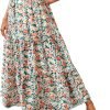 Saonta  Womens 2024 Spring Summer High Waist Boho Floral Maxi Skirt Casual Flowy Swing Pleated A Line Beach Long Skirts