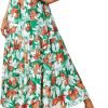 Saonta  Womens 2024 Spring Summer High Waist Boho Floral Maxi Skirt Casual Flowy Swing Pleated A Line Beach Long Skirts