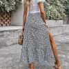 Saonta  Women's Casual High Waist Floral Print Skirt Split Thigh A Line Maxi Skirts