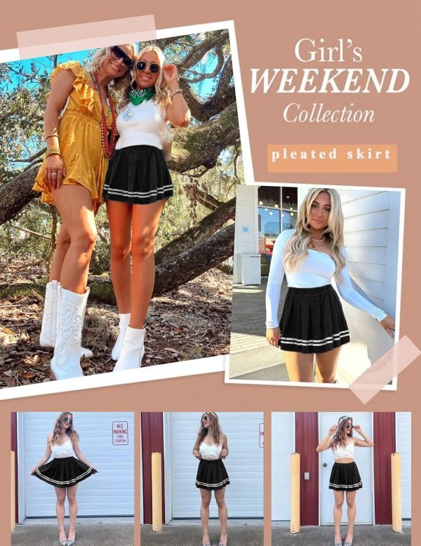 Saonta  Womens Pleated Skirt School Uniform Skirt Mini Skirt Pleated Cheer Skirt