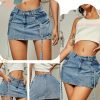Saonta  Skirt Women y2k Button Mini Jeans Skirt Denim Skirt with Pocket Low Waist