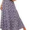 Saonta  Womens 2024 Spring Summer High Waist Boho Floral Maxi Skirt Casual Flowy Swing Pleated A Line Beach Long Skirts