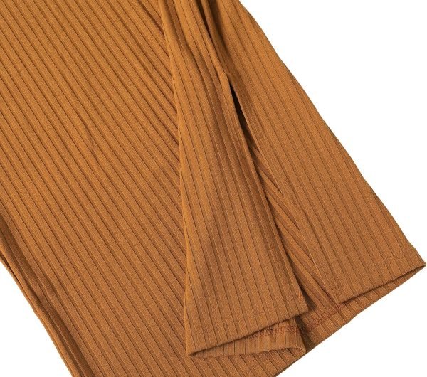 Saonta  Elastic High Waist Knee Length Pencil Skirt Ribbed Knit Basic Tube Midi Skirt