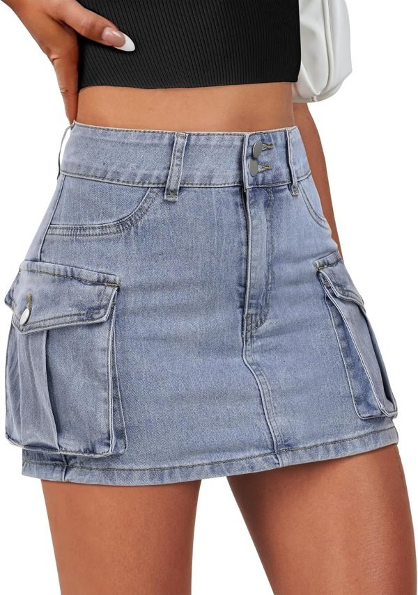 Saonta  Saonta  Skirt Women Button Mini Skirt with Pocket Y2k Bodycon 2024 Trendy Denim Jean Short Skirts