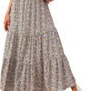 Saonta  Womens 2024 Spring Summer High Waist Boho Floral Maxi Skirt Casual Flowy Swing Pleated A Line Beach Long Skirts