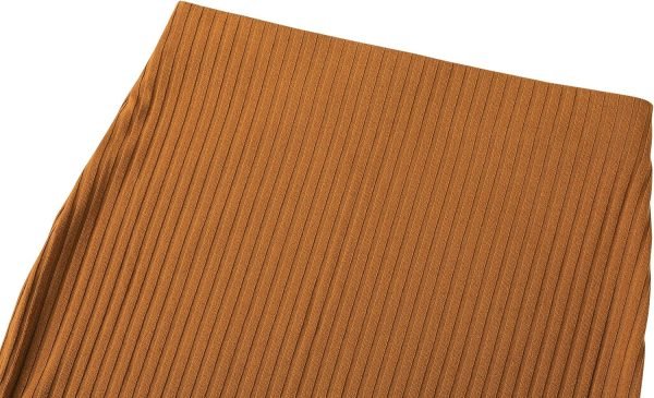 Saonta  Elastic High Waist Knee Length Pencil Skirt Ribbed Knit Basic Tube Midi Skirt