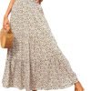 Saonta  Womens 2024 Spring Summer High Waist Boho Floral Maxi Skirt Casual Flowy Swing Pleated A Line Beach Long Skirts