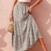 Saonta  Womens 2024 Spring Summer High Waist Boho Floral Maxi Skirt Casual Flowy Swing Pleated A Line Beach Long Skirts