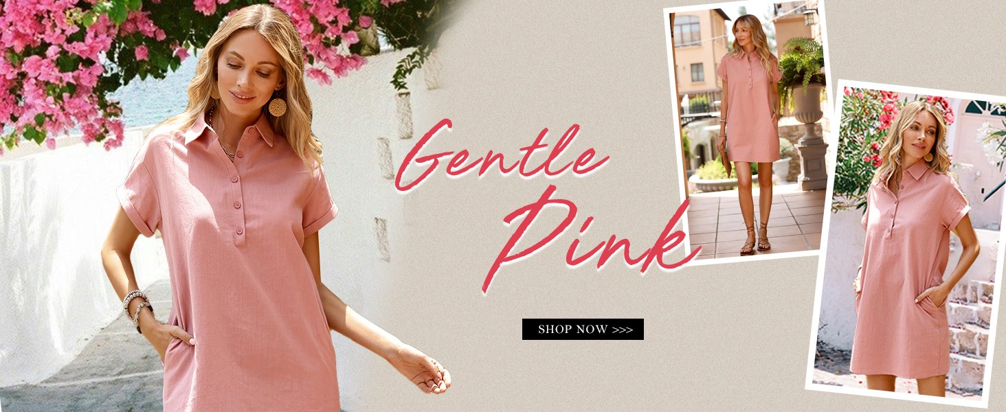 Womens Summer Casual Short Sleeve Button Down Beach Cotton Shirt Dress