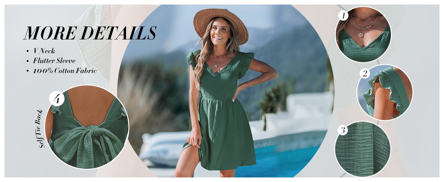 olive green cute short dress with self tie back