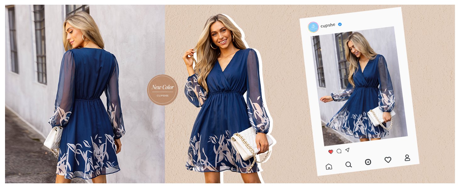 blue paisley v neck floral chiffon mini dress