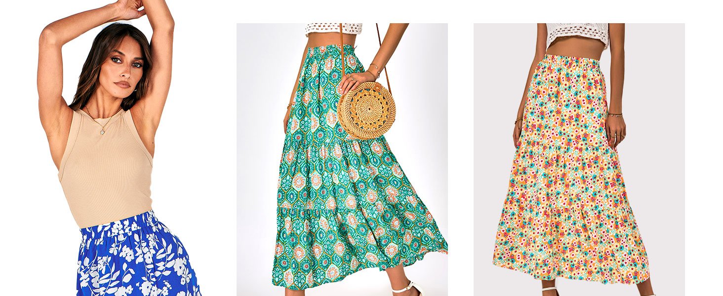 summer skirts for women maxi long skirts for women boho floral skirts trendy summer flowy skirt