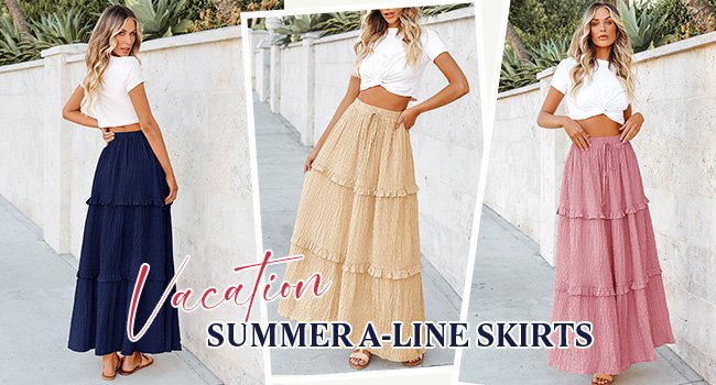 High waisted midi skirts for women Flowy skirts for women spring plus size dress for women