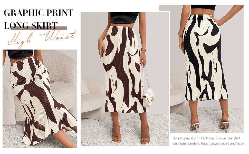 pleated high waisted skirts for women midi length leopard print pencil skirt for women midi skirt