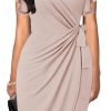 Womens Deep V Neck Ruffle Sleeve Sheath Casual Cocktail Party Work Faux Wrap Dress