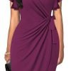 Womens Deep V Neck Ruffle Sleeve Sheath Casual Cocktail Party Work Faux Wrap Dress