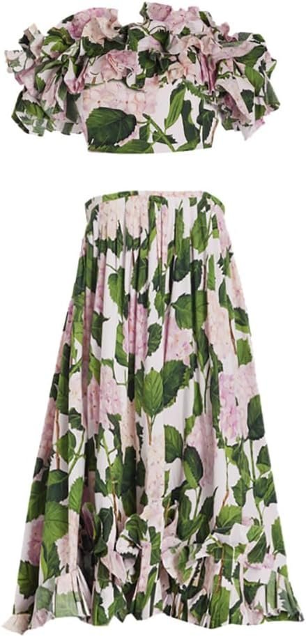 Women Floral Print Swimsuit Ruffles Bikini Set with Skirt Swimwear 3 Piece Bathing Suits Summer Holiday Outfits