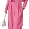 Womens Cropped Blazer Jackets High Waisted Wide Leg Work Pants Suit Set