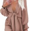 Rompers for Women Dressy Spring Summer Tie Knot Front Sexy V Neck Jumpsuits