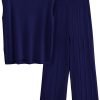 Womens Pullover Tops And Wide Leg Pants Casual Sweater Set