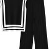 Womens Pullover Tops And Wide Leg Pants Casual Sweater Set