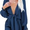 Rompers for Women Dressy Spring Summer Tie Knot Front Sexy V Neck Jumpsuits