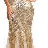 Women Sequin Dress Tulle Party Dress for Women Sexy V-Neck Dress Formal Long Dresses Evening Prom Gowns