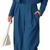 Womens Cropped Blazer Jackets High Waisted Wide Leg Work Pants Suit Set