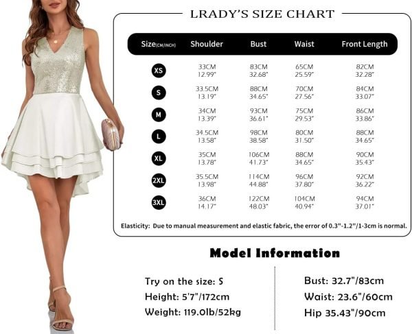 Women's Sequin Glitter V Neck Skater Mini Club Cocktail Party Swing Dress