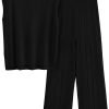 Womens Pullover Tops And Wide Leg Pants Casual Sweater Set