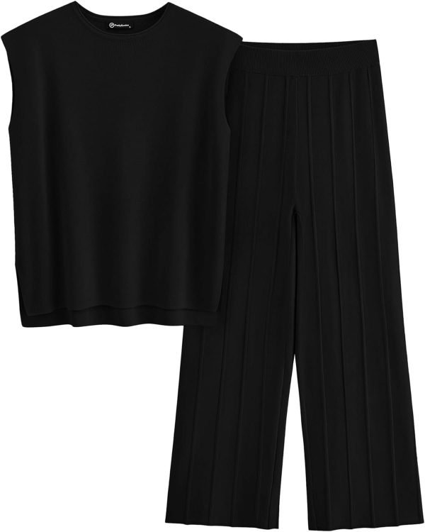Womens Pullover Tops And Wide Leg Pants Casual Sweater Set