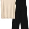 Womens Pullover Tops And Wide Leg Pants Casual Sweater Set