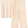 Womens Pullover Tops And Wide Leg Pants Casual Sweater Set