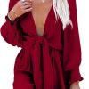Rompers for Women Dressy Spring Summer Tie Knot Front Sexy V Neck Jumpsuits